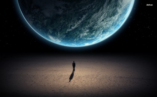 Man On Moon Looking At Earth (#1002799) - HD Wallpaper & Backgrounds ...