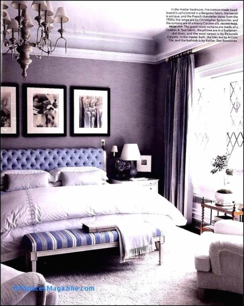 Beautiful Bedroom With Blue Grey Wallpaper Gray Grasscloth