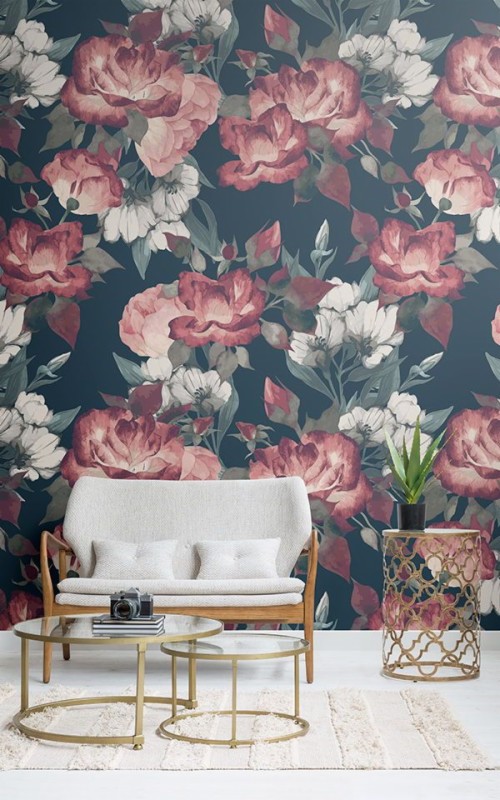 Dunkle Wallpaper - Dark Floral Wallpaper Lounge Area (#1253018) - HD ...