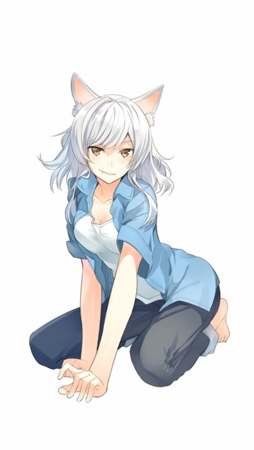 Black Hanekawa Phone Wallpaper 640x1136 White Wolf Girl Anime 1339163 Hd Wallpaper Backgrounds Download