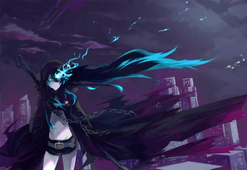 Anime Black Rock Shooter Blue Eyes Long Hair Girl Anime Anime