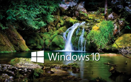 Windows 10 White Text Logo Over The Waterfall Wallpaper - High ...