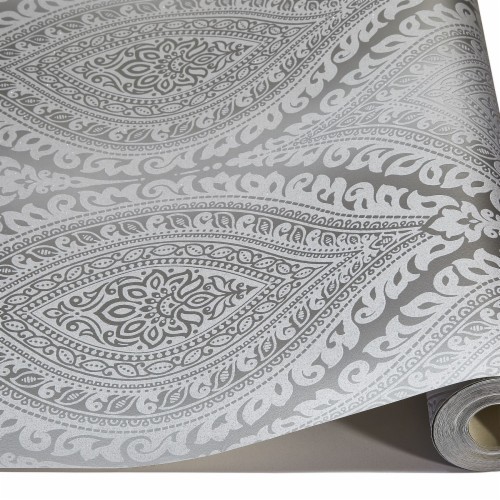 Details About Silver Damask Glitter Wallpaper Metallic