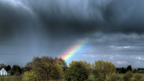 Rainbow Through Rain Clouds Wallpaper Rain Clouds With A Rainbow Hd Wallpaper Backgrounds Download