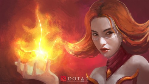 Women Redhead Fire Digital Art Dota 2 Video Games Wallpaper