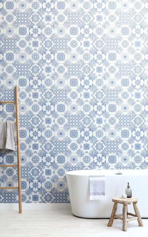 Blue Bathroom Wallpaper Create A Rustic Blue Bathroom Wallpaper