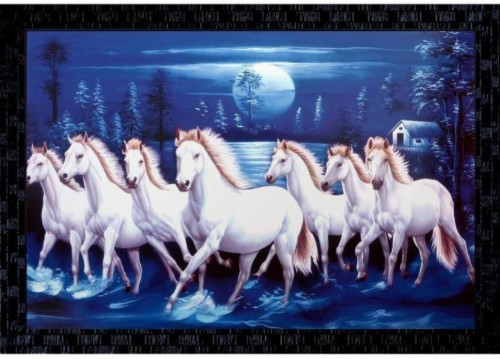 Seven Lucky Running Horses Vastu Wallpapers Fully Waterproof - 3d