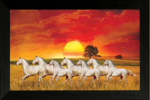 Seven Lucky Running Horses Vastu Wallpapers Fully Waterproof - 3d