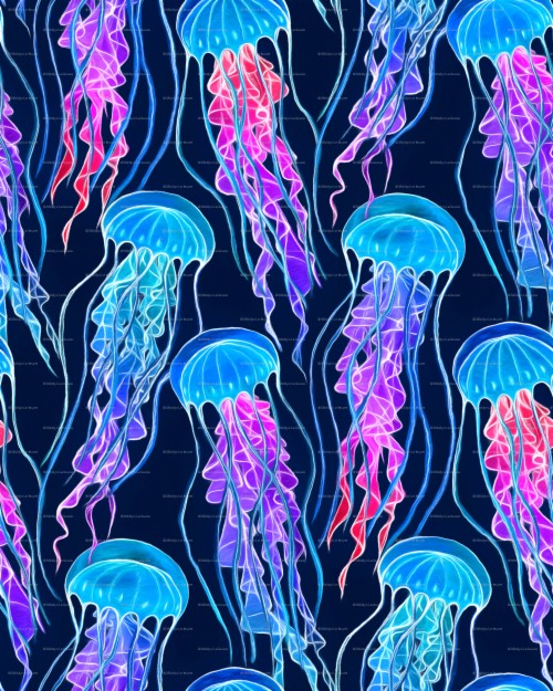 Luminescent Rainbow Jellyfish On Navy Blue - Rainbow Jellyfish ...