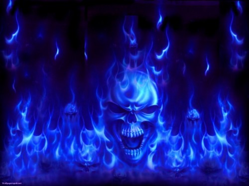 Blue Flame Skull Fire - Fire Cool Skull (#1388809) - HD Wallpaper