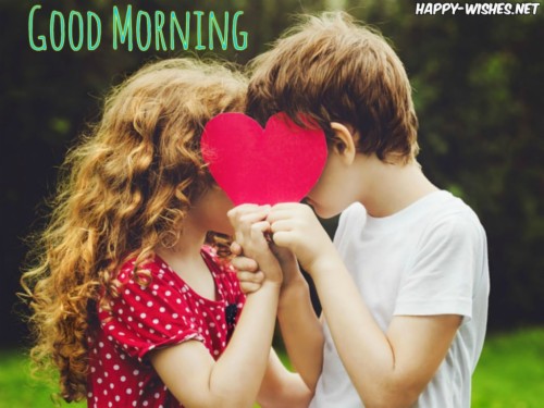 Good Morning Wishes With Romantic Kiss Images Kids Love Boy And