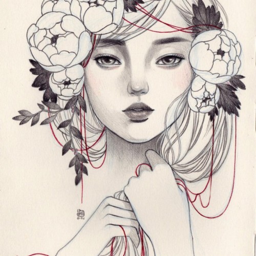 Flower Crown Drawing Tumblr Girl Drawing Flower Crown - Girl With A ...