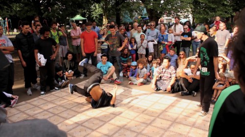 B Boy Breakdance Battle Sequence In Park Stock Video