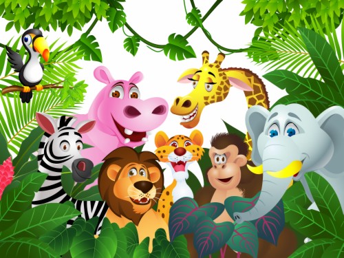 Jungle Safari Decal Animal Print Alphabet Wallpaper - Jungle Animals ...
