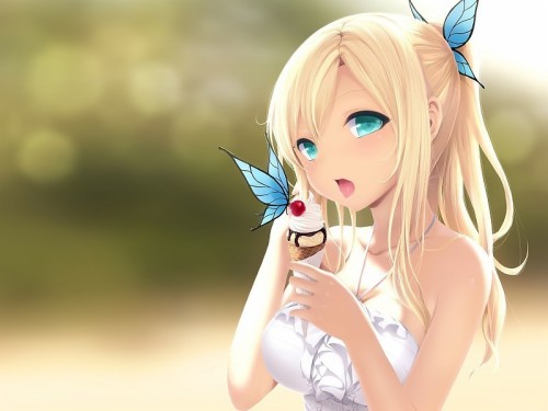 Blonde Anime Character With Blue Eyes Girl Hd Wallpaper Backgrounds Download