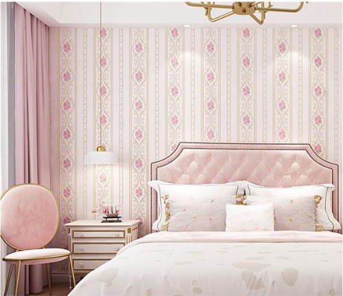 Gold Wallpapered Bedroom (#3070625) - HD Wallpaper & Backgrounds Download