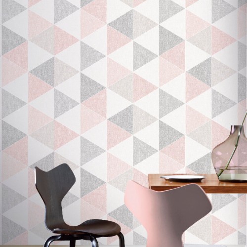 Arthouse Vip Scandi Leaf Pink Wallpaper - Bedroom Pink And Grey ...