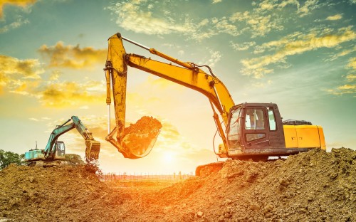 Excavators, Evening, Sunset, Construction Equipment, - Excavator ...