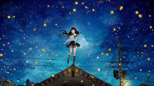 Anime Girls At Night Sky Hd Wallpaper Anime Night Sky 35670