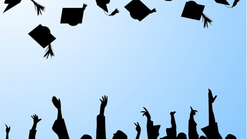 Download Graduation Caps Thrown In The Air - Graduate High School On