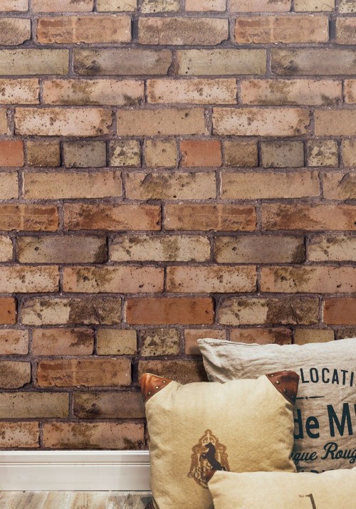 Grandeco Country Brick Neutral Faux Wall Embossed Wallpaper Bricks