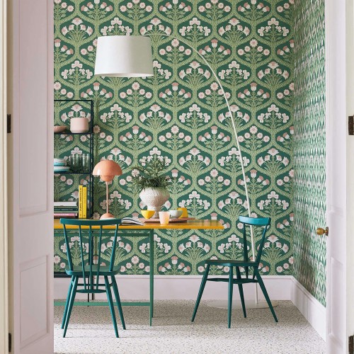 Cole & Son Wyndham Peacock Blue Wallpaper Blue And Gold Pattern