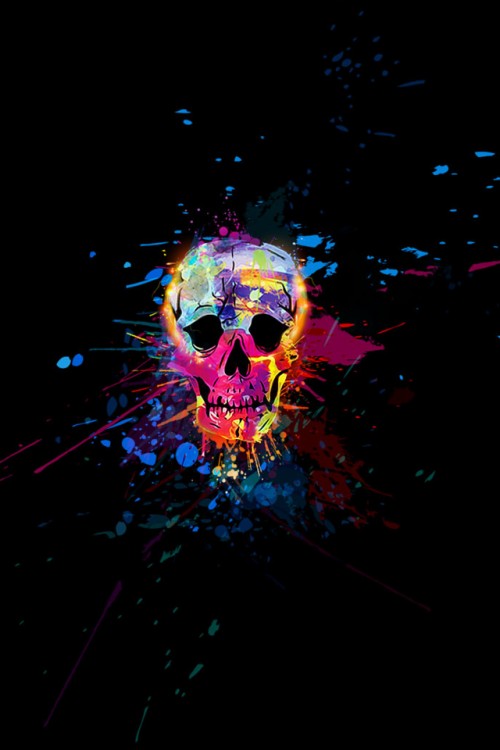 Growl Shouting Skull Colorful Whatsapp Wallpaper - Calavera Con La Boca ...