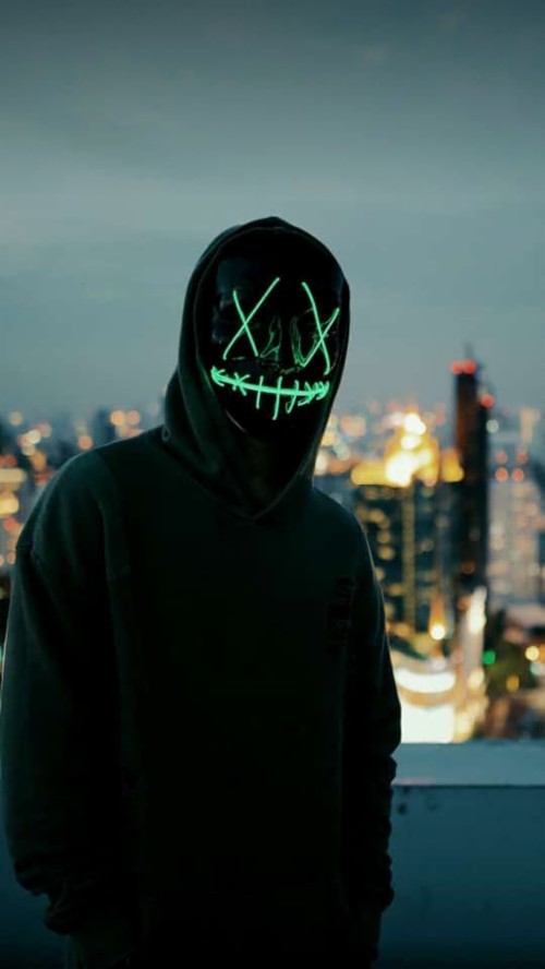 Download Masked Man, Anonymous, Hoodie, Hacker, Neon City - Ultra Hd ...