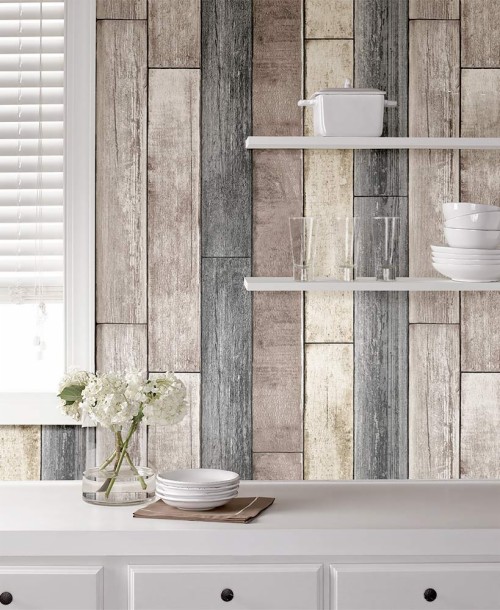 Nuwallpaper™ Peel And Stick Reclaimed Wood Plank Wallpaper Gray Brick