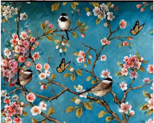 Birds In Trees Flowers (#2842399) - HD Wallpaper & Backgrounds Download