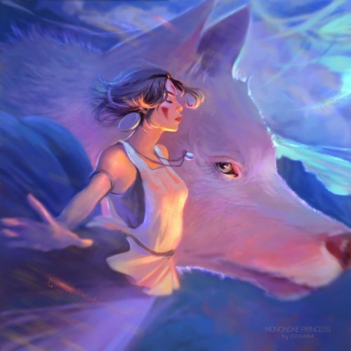 YJJPP 5 Panel Cartoon Prinzessin Mononoke reiten den wei/ßen Wolf Modern Home Wall Decor Leinwand Bildkunst HD-Druck Malerei Leinwand Kunst