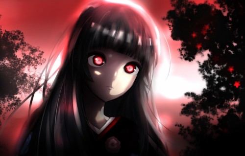 Photo Wallpaper Anime, Night, Red Eyes, Brunette, Evil, - Evil Red Eyes ...