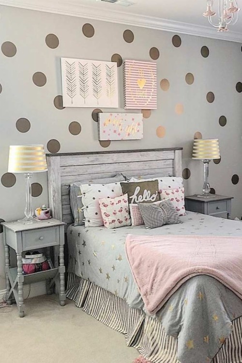 61 Fun And Cool Teen Bedroom Ideas - Teenage Pink And Grey Bedroom