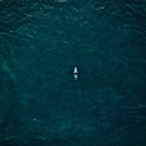 White Surfboard, Surfer, Surfing, Top View, Ocean, - Ocean Sea Top View 