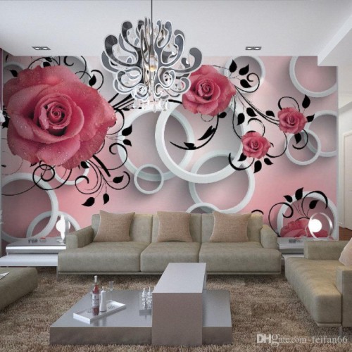 Romantic Red Rose Dancing On Brick Wallpaper 3d Wall Red