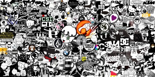 Pictures Of Sticker Bomb Wallpaper Black And White - Illustration ...