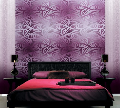 Wonderful Decorating With Wallpaper Accent Wall Purple
