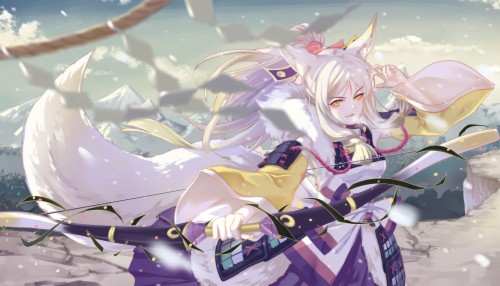 Hd Wallpaper White Hair Kitsune Anime 695578 Hd Wallpaper