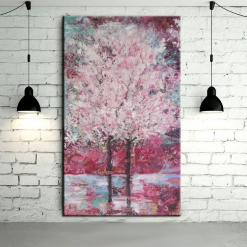 31 Lukisan Abstrak  Bunga  Sakura Rudi Gambar