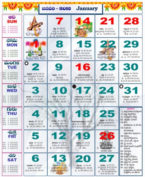 Calendar 2019 Telugu - New Telugu Calendar 2019 (#951030) - HD ...